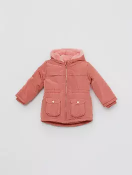 Пальто для маленьких девочек с капюшоном и длинными рукавами LCW baby, матовый оранжевый