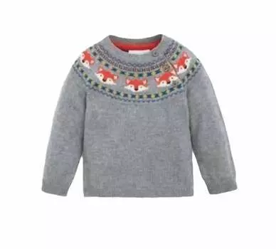 Пальто-джемпер Fox Fair Isle для мальчиков в сером цвете Marlborough JoJo Maman Bebe, цвет marlborough grey