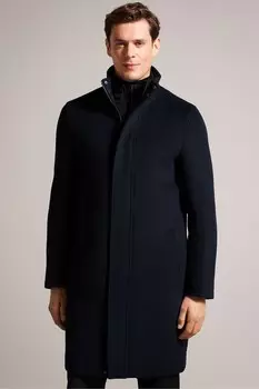 Пальто Ederson из смесовой шерсти с воротником-воронкой Ted Baker, синий