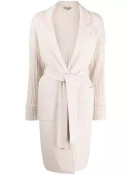 Пальто фактурной вязки из органического кашемира N.Peal, бежевый