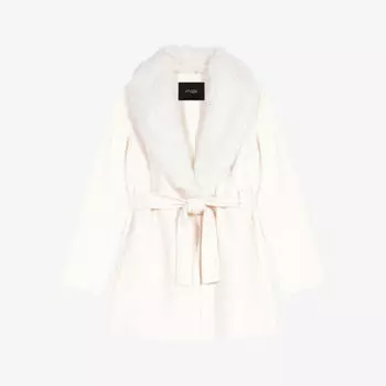 Пальто Galaxyo с поясом на талии Maje, цвет blanc