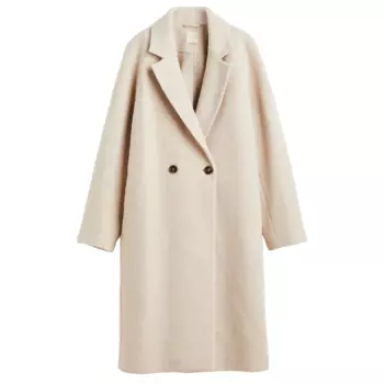 Пальто H&amp;M Double-breasted Wool, бежевый
