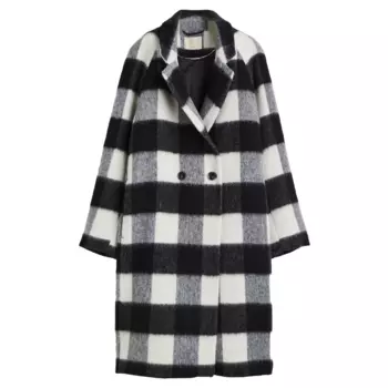 Пальто H&amp;M Double-breasted Wool, черный/клетка