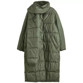 Пальто H&amp;M Quilted with Scarf, зеленый