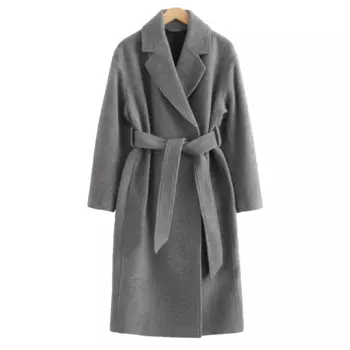 Пальто H&amp;M Wide-cut Wool, серый