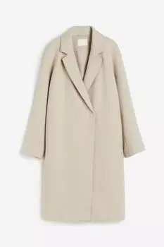 Пальто H&M Double-breasted Midi, cветло-бежевый