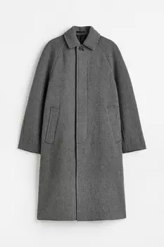 Пальто H&M Felted Wool-blend Car, серый (Размер S)