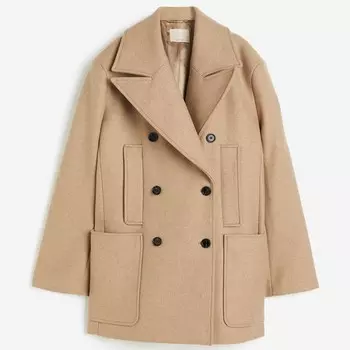 Пальто H&M Oversized Wool-blend Pea, бежевый