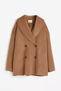 Пальто H&M Oversized Wool-blend, рыже-коричневый