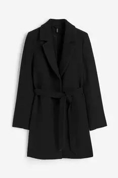 Пальто H&M Tie Belt, черный