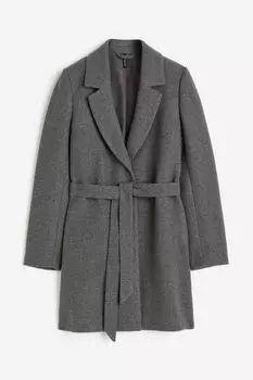 Пальто H&M Tie Belt, темно-серый