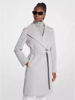 Пальто-Халат из смеси шерсти Michael Kors, серый