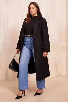 Пальто халат с изогнутым поясом Friends Like These, черный