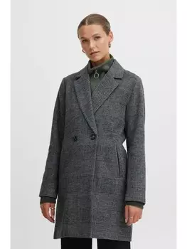 Пальто ICHI IHJANNY CHECK JA 20117291, серый