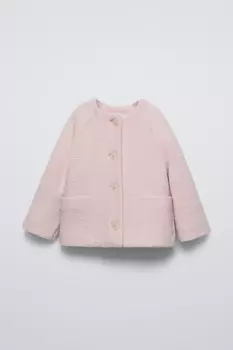 Пальто из 100% шерсти ZARA, розовый