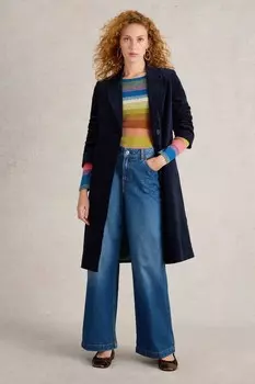 Пальто из бархата камила White Stuff, синий