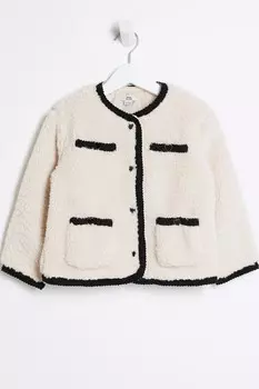 Пальто из борга для девочек River Island, бежевый