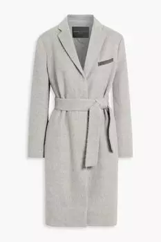 Пальто из фетра из шерсти альпаки и мериноса с поясом FABIANA FILIPPI, серый
