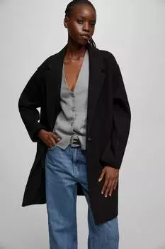 Пальто из фетра с пуговицами Pull&Bear, черный