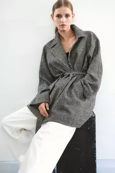 Пальто из фетра с завязывающимся поясом H&M, бежевый