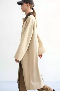 Пальто из хлопкового твила H&M, бежевый