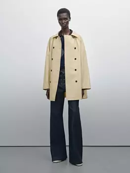 Пальто из хлопковой смеси Massimo Dutti, бежевый