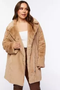 Пальто из искусственного меха больших размеров Forever 21, коричневый