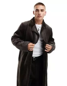 Пальто из искусственного меха коричневого цвета ASOS DESIGN