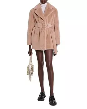 Пальто из искусственного меха Maje Gaupe, коричневый/бежевый