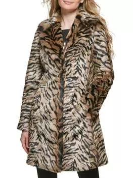 Пальто из искусственного меха с тигровым узором Karl Lagerfeld Paris Brown