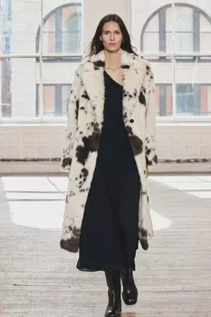 Пальто из искусственного меха с животным принтом ZARA, эрю/коричневый
