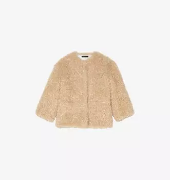 Пальто из искусственного меха свободного кроя с круглым вырезом Maje, цвет naturels