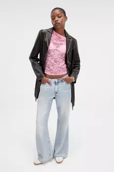 Пальто из искусственной кожи длиной до колена Monki, черный