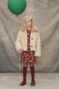 Пальто из искусственной овчины с пуговицами-цветками ZARA, экрю
