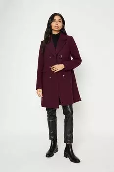 Пальто из искусственной шерсти в стиле милитари на пуговицах Wallis, красный