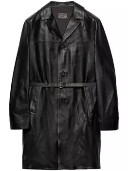 Пальто из кожи наппа от Prada, черный