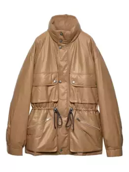 Пальто из кожи наппа Prada, нейтральный