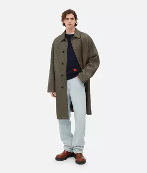 Пальто из кожи в технике интрреччиато Bottega Veneta