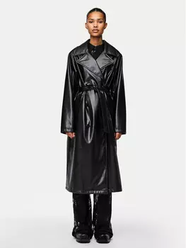 Пальто из линя стандартной посадки Pieces, черный