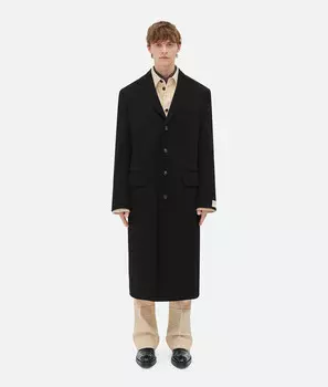 Пальто из матового струящегося вискозного джерси Bottega Veneta, черный