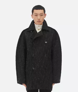 Пальто из меланжевой шерсти Bottega Veneta, черный