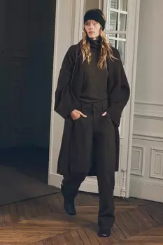 Пальто из открытой трикотажной платья ZARA, коричневый