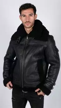 Пальто из овчины на молнии TruClothing, черный