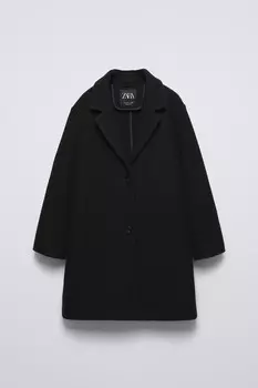 Пальто из простой ткани ZARA, черный
