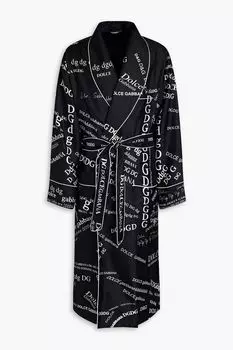 Пальто из шелкового твила с логотипом DOLCE & GABBANA, черный