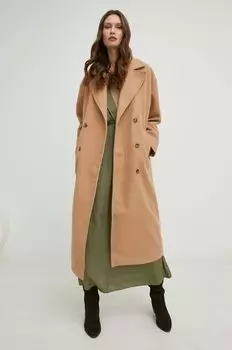 Пальто из шерсти Answear Lab, коричневый