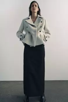 Пальто из шерсти букле ZARA, экрю