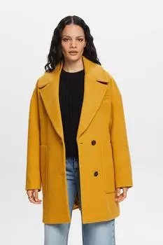 Пальто из шерсти Esprit, охра