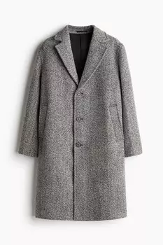 Пальто из шерсти H&M A/W 2024 Loose Fit, черный/белый