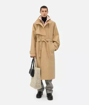 Пальто из шерсти и хлопка для ноутбука Bottega Veneta, гранола/синий/розовый